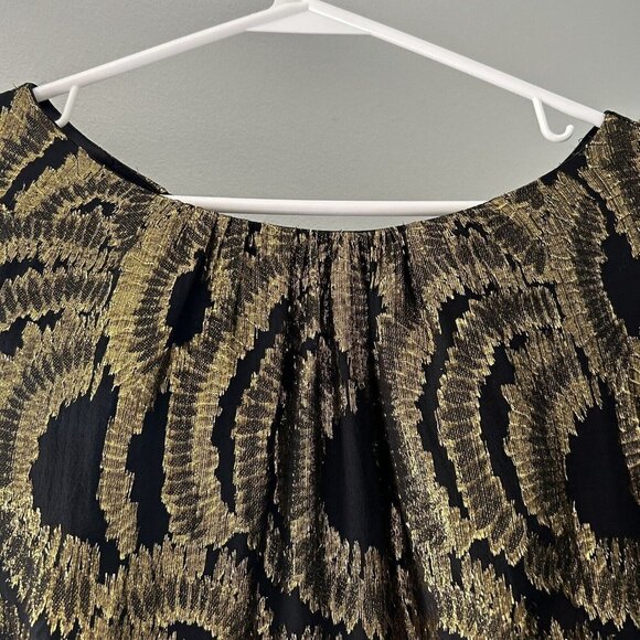 Milly Women's Silk Gold Black Cocktail Evening Mini Dress Size 2 - Picture 10 of 12